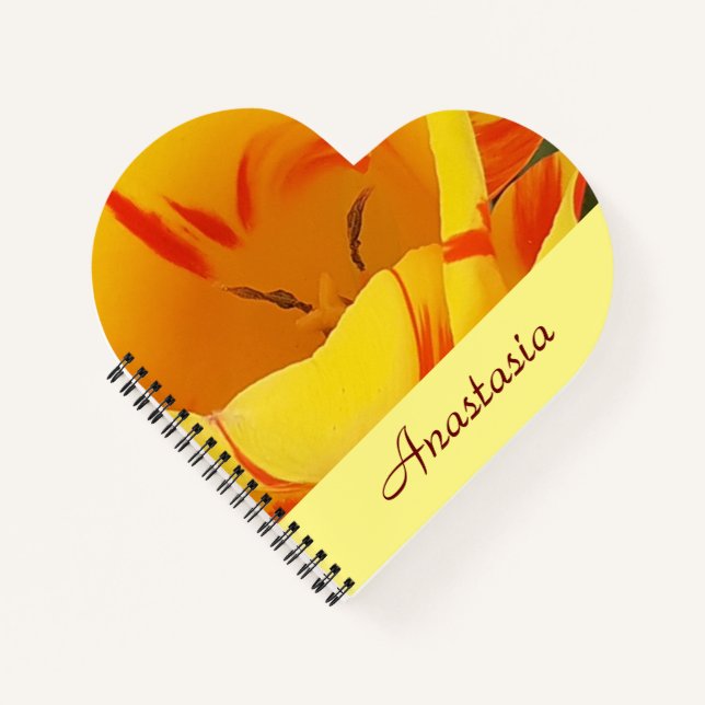 Carnet Coeur Tulipe de printemps jaune (Devant)