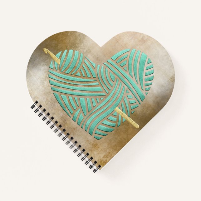 Carnet Cœur turquoise sur découpage vintage  (Devant)