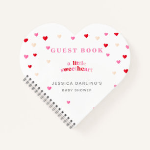 Carnet Coeur Valentine Thème Bébé Fille Douche Rouge Rose