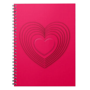 Carnet Coeurs 3d à couche - rouge rose