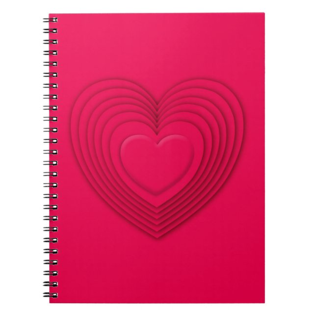 Carnet Coeurs 3d à couche - rouge rose (Devant)