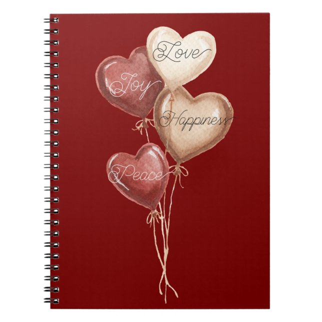 Carnet Cœurs Ballons Rouges Crème Joie Amour (Devant)