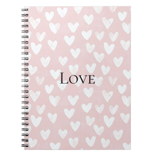 Carnet Cœurs blancs rose girly   (Devant)