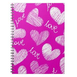 Carnet Coeurs Blancs Rose mignon avec script d'amour
