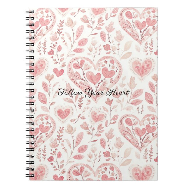 Carnet Cœurs blancs roses (Devant)
