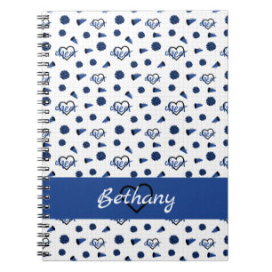 Carnet Coeurs bleus, Pom Poms, Motif mégaphone