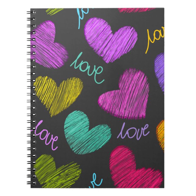 Carnet Coeurs Bleus Vibrants avec script d'amour (Devant)
