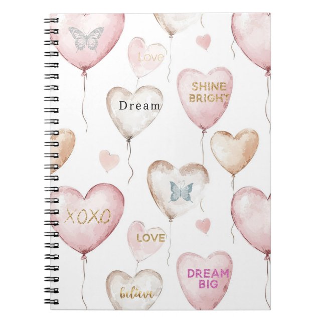 Carnet Cœurs Crémeux Roses Inspirants (Devant)