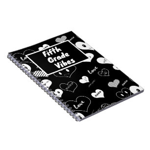Carnet Coeurs d'amour noir et blanc Vibes de cinquième an