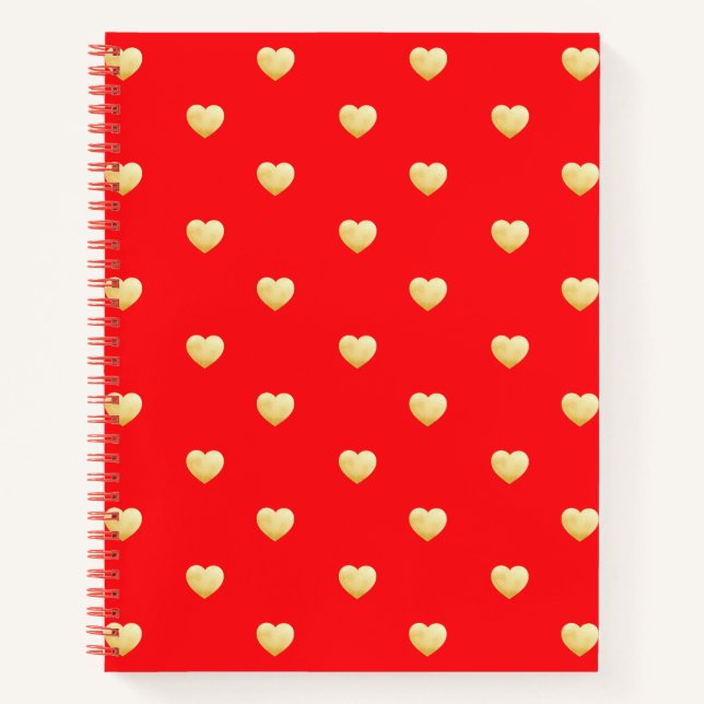 Carnet Coeurs d'amour Red Gold moderne (Devant)