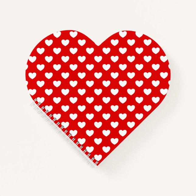 Carnet Coeurs D'Amour Rouge Et Blanc Flashy En Forme De C (Devant)