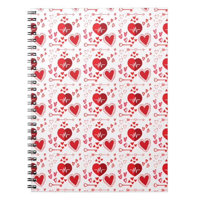 Carnet Coeurs d'amour rouge et flèche (Devant)