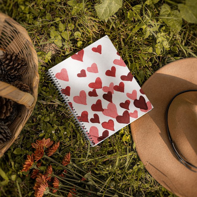 Carnet Coeurs d'aquarelle de la Saint-Valentin - rouge (Créateur téléchargé)