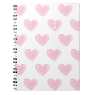 Carnet Coeurs d'aquarelle rose. Motif d'amour doux