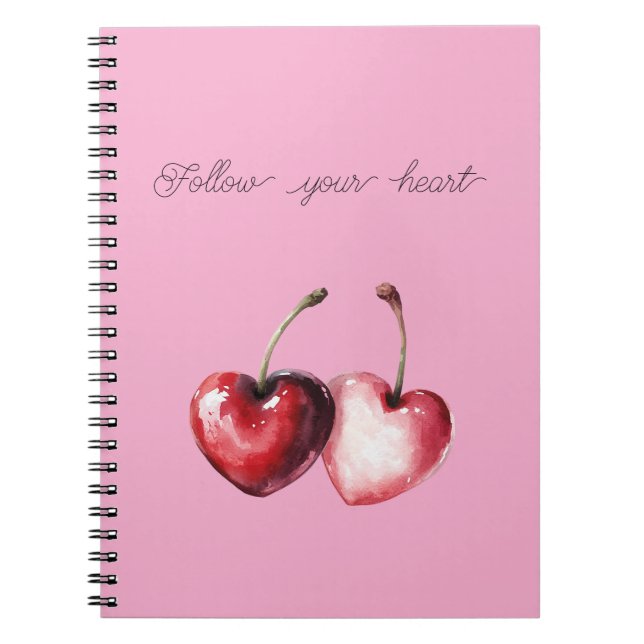 Carnet Cœurs de Cerise Rose Rouge (Devant)