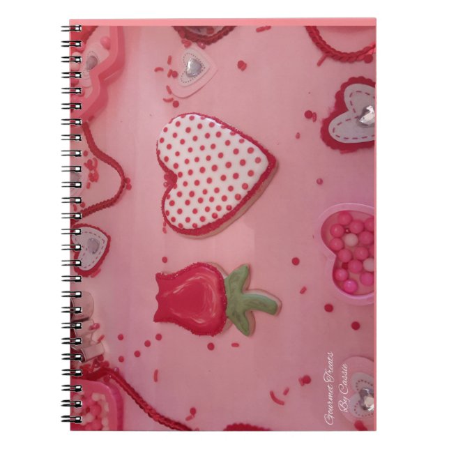 Carnet Coeurs de chocolat et biscuits de sucre Rose (Devant)
