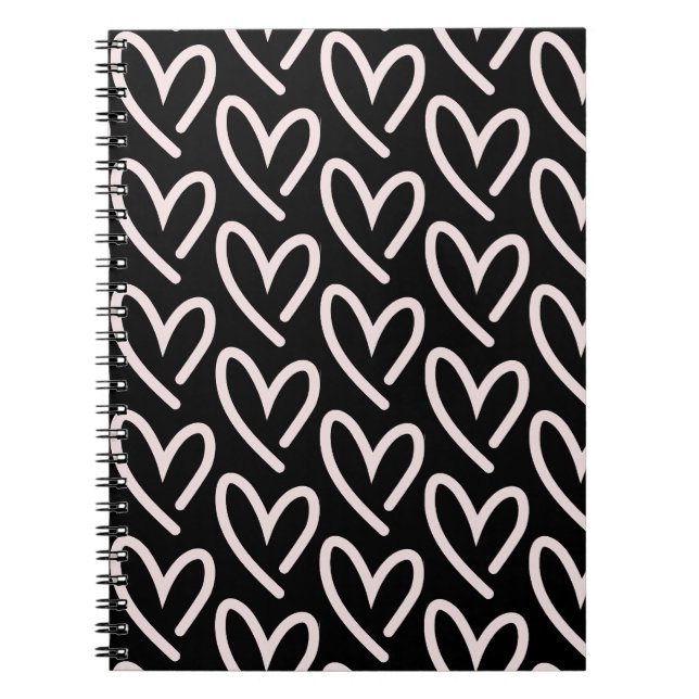 Carnet Coeurs de coeur rose clair W/ Arrière - plan noir (Devant)