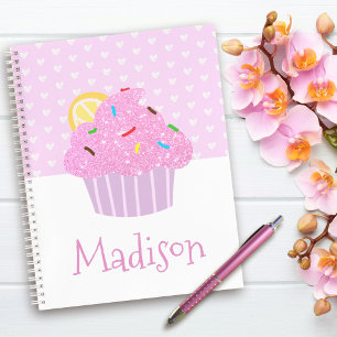 Carnet Cœurs de cupcakes mignons et doux rose moderne éco