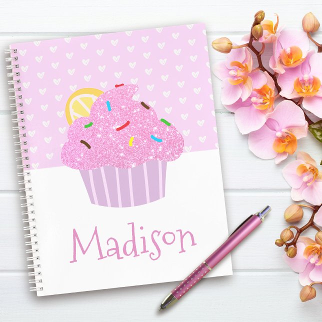 Carnet Cœurs de cupcakes mignons et doux rose moderne éco (Créateur téléchargé)