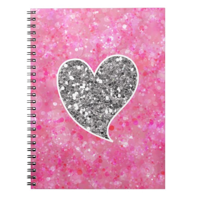 Carnet Coeurs de la Glitterie Argent et Rose (Devant)