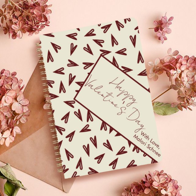 Carnet Cœurs de la Saint-Valentin Burgundy & Crème Minima (Créateur téléchargé)