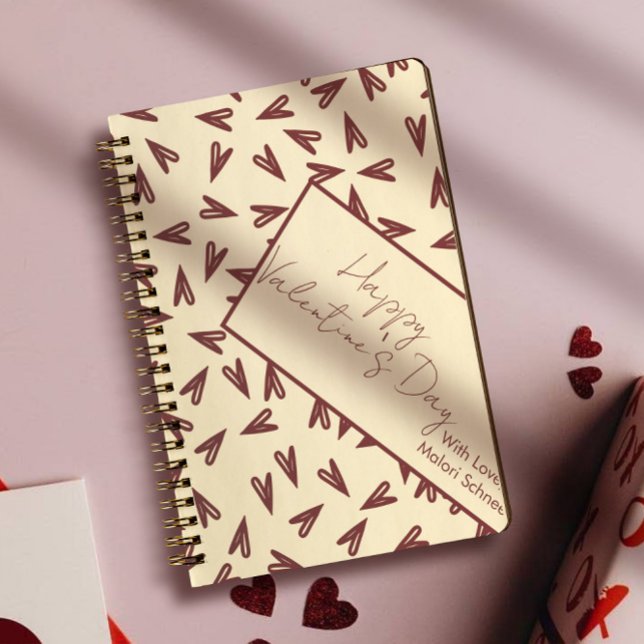 Carnet Cœurs de la Saint-Valentin Burgundy & Crème Minima (Créateur téléchargé)