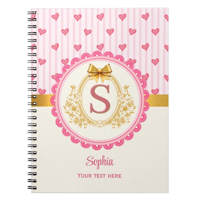 Carnet Cœurs de monogramme de princesse charmante (Devant)