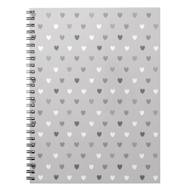 Carnet Coeurs de polka minuscules dans les tons gris (Devant)
