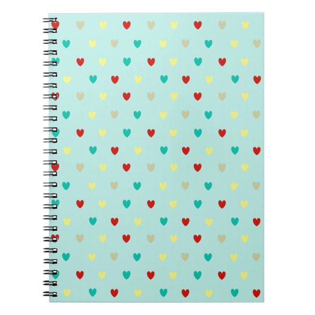 Carnet Coeurs de polka minuscules sur le vert de la mer (Devant)