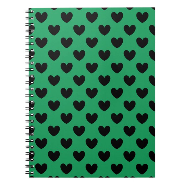 Carnet Coeurs de polka noir sur Kelly green (Devant)