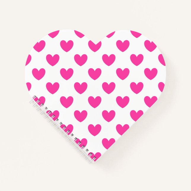 Carnet Coeurs de polka rose Fuchsia sur blanc (Devant)