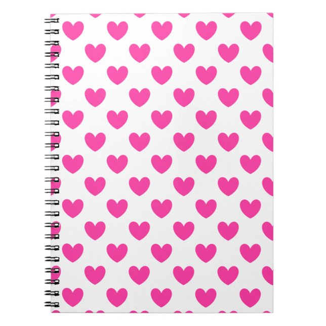 Carnet Coeurs de polka rose Fuchsia sur blanc (Devant)