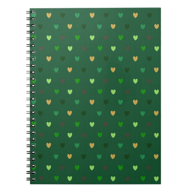 Carnet Coeurs de Polka sur vert de forêt (Devant)