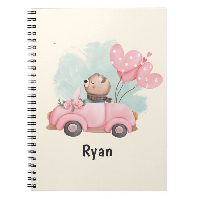 Carnet Cœurs de Teddy mignons personnalisés pour la Saint (Devant)
