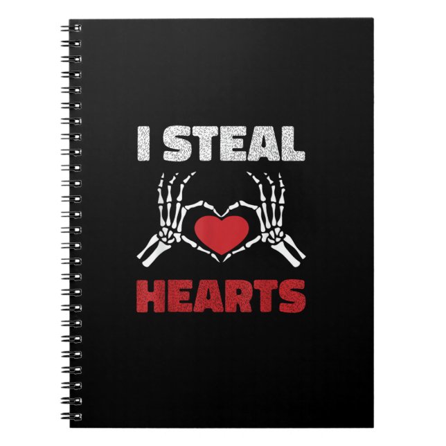 Carnet Coeurs de vol Valentines Jour Drôle Skeleton Main (Devant)