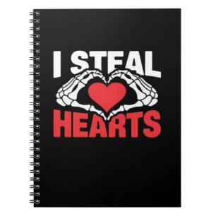Carnet Coeurs de vol Valentines Jour Funny Skeleton Hand 