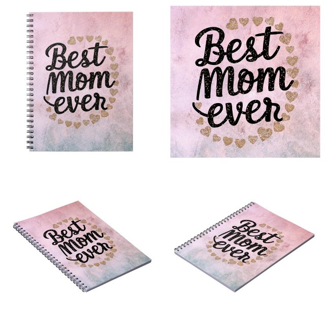 Carnet Cœurs Dorés Script Tendance Meilleure Maman Ever M (Golden Hearts Trendy Script Best Mom Ever Modern Notebook)