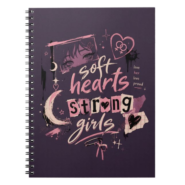 Carnet Cœurs doux Filles fortes Goth pastel Anime  (Devant)