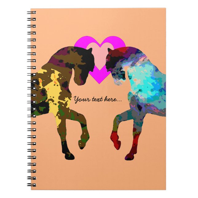 Carnet Coeurs et cheval d'enfants personnalisés (Devant)