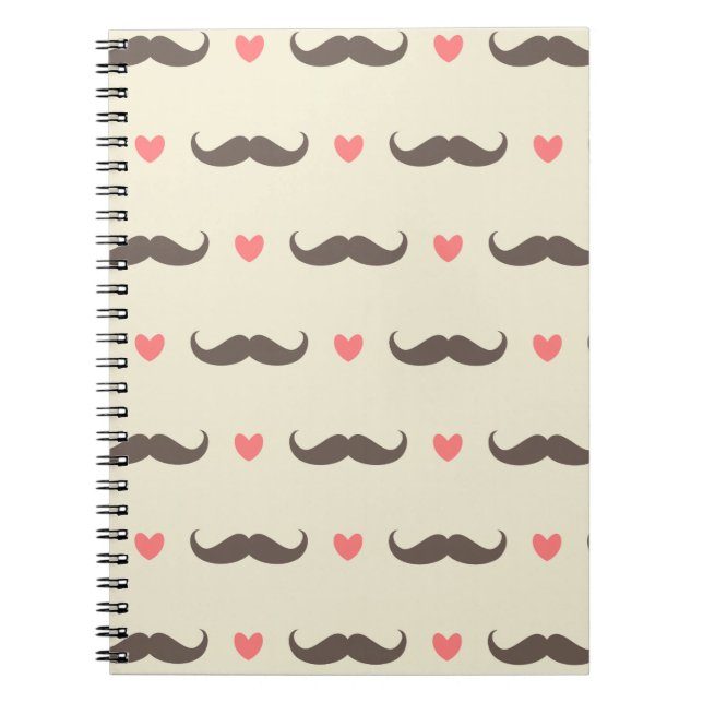 Carnet Coeurs et motif mignons de hippie de moustache (Devant)