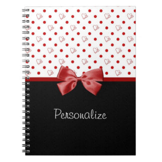 Carnet Coeurs et pois Girly avec le nom