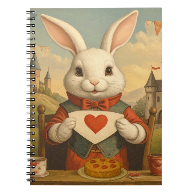 Carnet Cœurs Fantaisistes du Lapin Blanc Enchantent le Pa (Devant)
