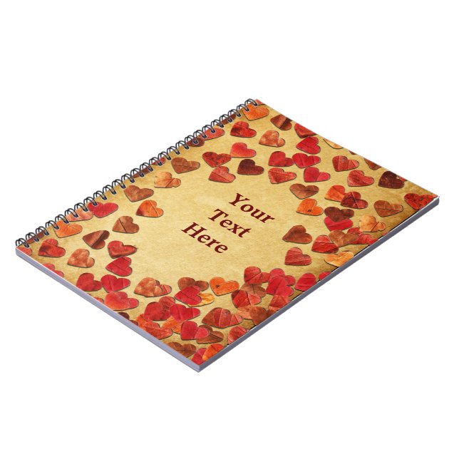 Carnet Coeurs Feuilles Automne Sur Vieux Papier (Côté gauche)
