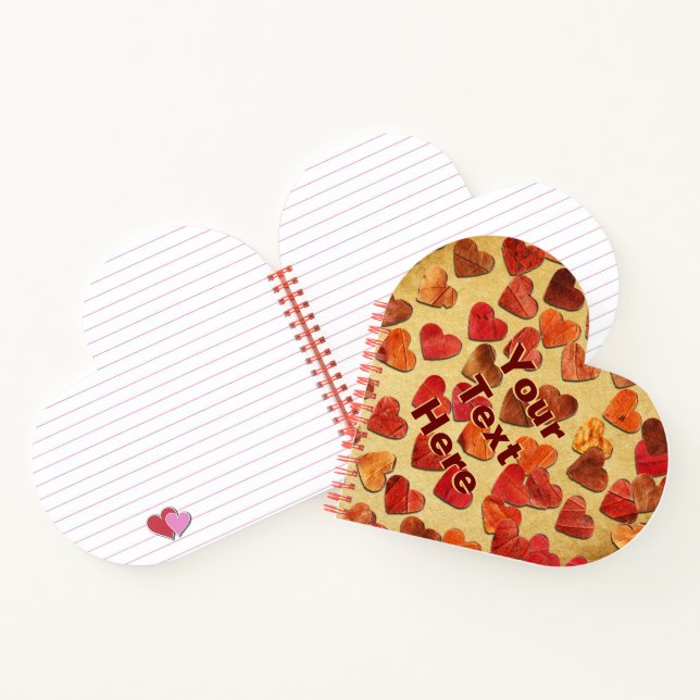 Carnet Coeurs Feuilles Automne Sur Vieux Papier (Intérieur)