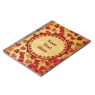 Carnet Coeurs Feuilles Automne Sur Vieux Papier