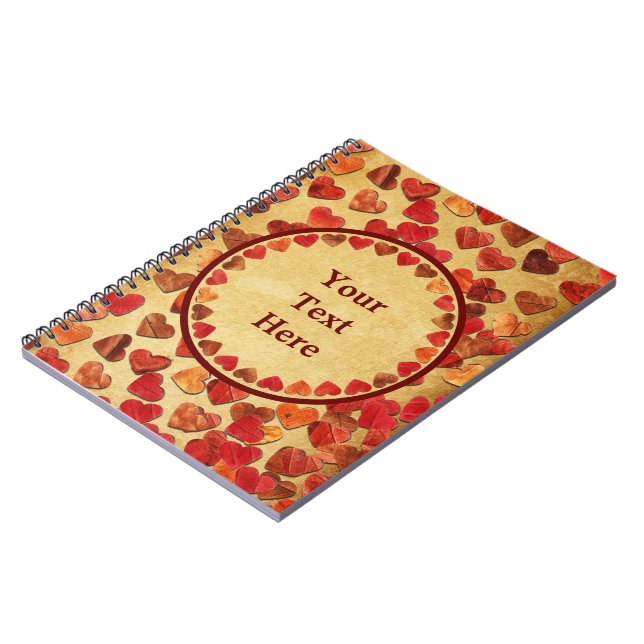 Carnet Coeurs Feuilles Automne Sur Vieux Papier (Côté gauche)