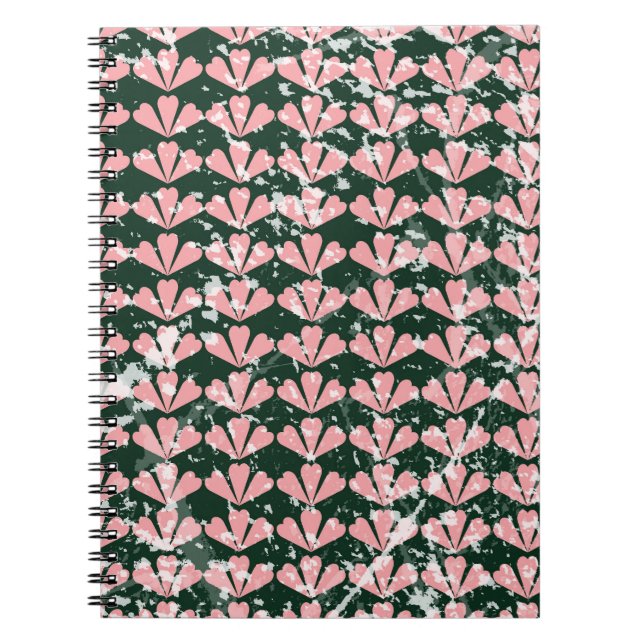Carnet Coeurs gronces et fleurs motif. (Devant)