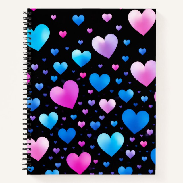 Carnet Cœurs lumineux rose et bleu (Devant)