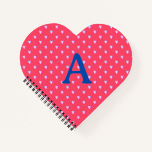 Carnet Coeurs Monogrammes personnalisés Motif Rose chaud