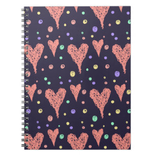 Carnet Coeurs motifs Fille colorée Moderne Cute